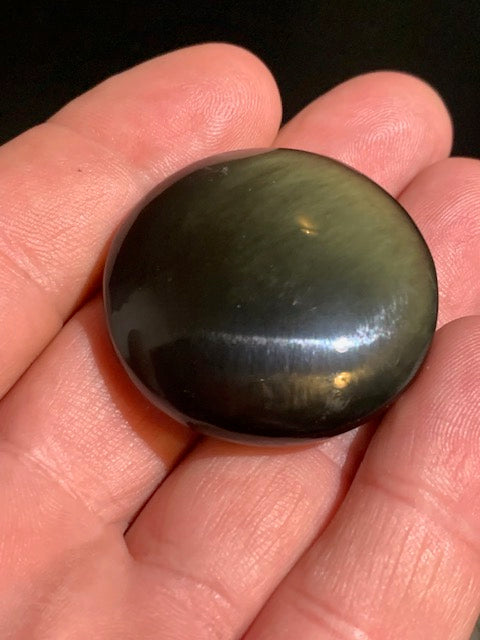 Obsidienne noire - Galet rond - 38 mm de diamètre x 15 - 24,4 gr.