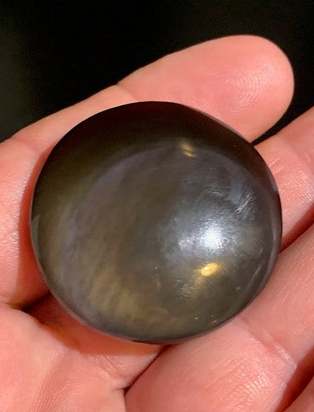 Obsidienne noire - Galet rond - 38 mm de diamètre x 15 - 24,4 gr.