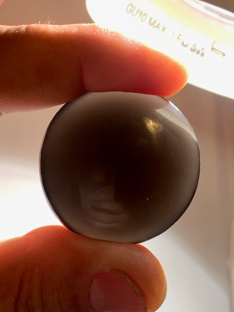 Obsidienne noire - Galet rond - 38 mm de diamètre x 15 - 24,4 gr.