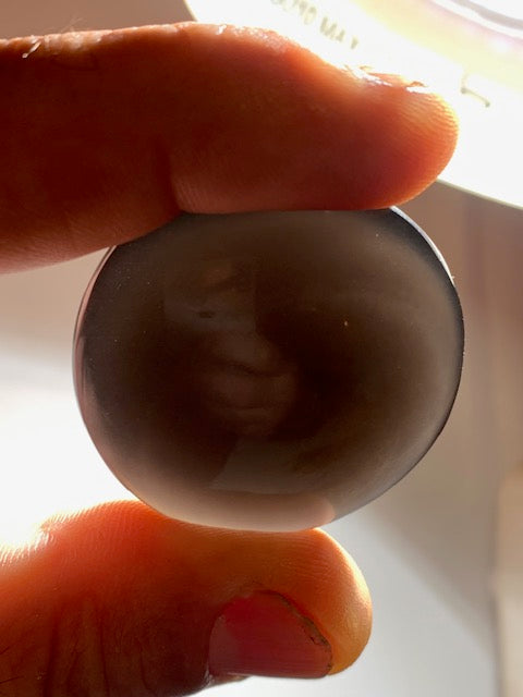 Obsidienne noire - Galet rond - 38 mm de diamètre x 15 - 24,4 gr.