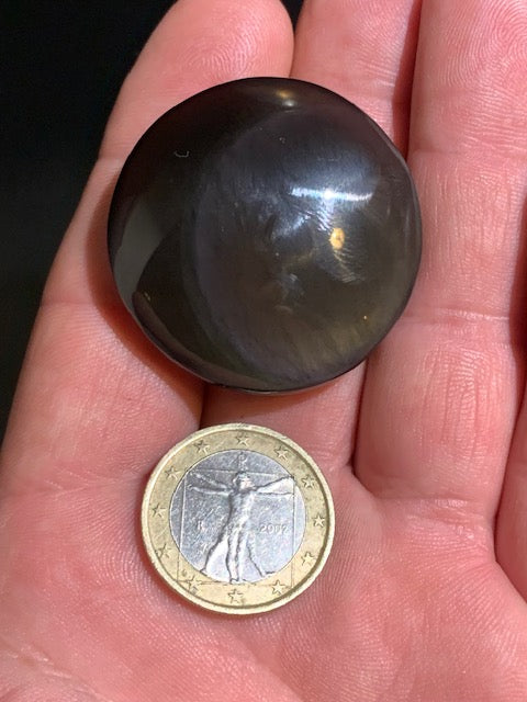 Obsidienne noire - Galet rond - 38 mm de diamètre x 15 - 24,4 gr.
