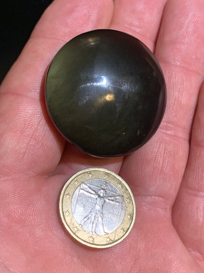 Obsidienne noire - Galet rond - 38 mm de diamètre x 15 - 24,4 gr.