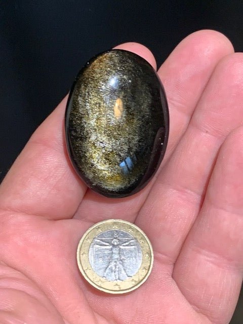 Obsidienne dorée - Galet/ Pierre plate - 45 x 33 x 12 mm - 23,5 gr.