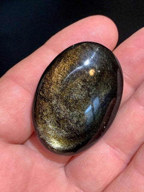 Obsidienne dorée - Galet/ Pierre plate - 45 x 33 x 12 mm - 23,5 gr.