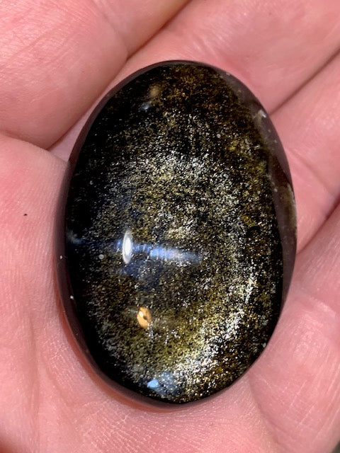 Obsidienne dorée - Galet/ Pierre plate - 45 x 33 x 12 mm - 23,5 gr.