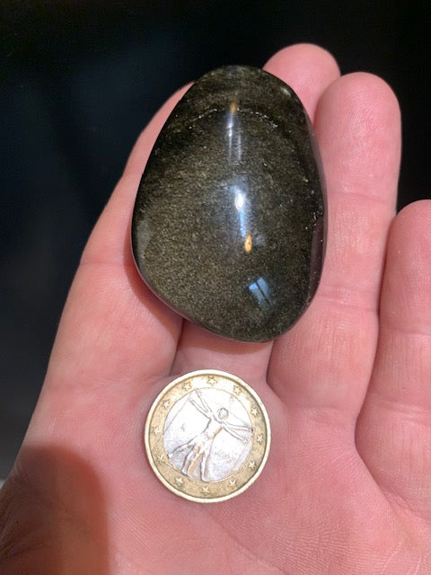 Obsidienne dorée - Galet/ Pierre plate - 52 x 37 x 19 mm - 43,2 gr.