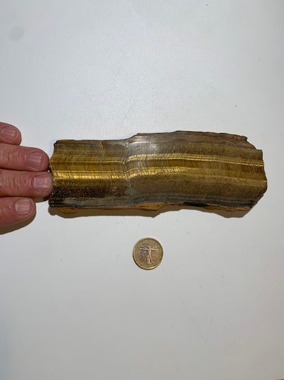 Oeil de tigre, plaque/ tranche polie de 170 x 60 x 12 mm - 124 grammes. Magnifique pièce pour exposition, lithothérapie, collection...