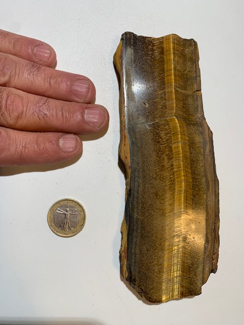 Oeil de tigre, plaque/ tranche polie de 170 x 60 x 12 mm - 124 grammes. Magnifique pièce pour exposition, lithothérapie, collection...