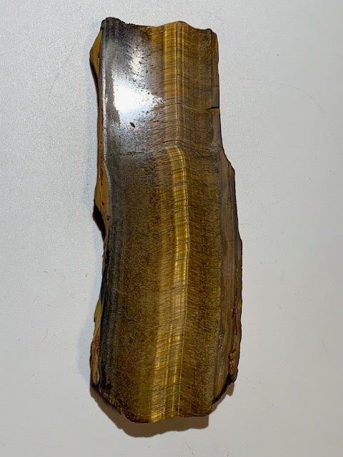 Oeil de tigre, plaque/ tranche polie de 170 x 60 x 12 mm - 124 grammes. Magnifique pièce pour exposition, lithothérapie, collection...