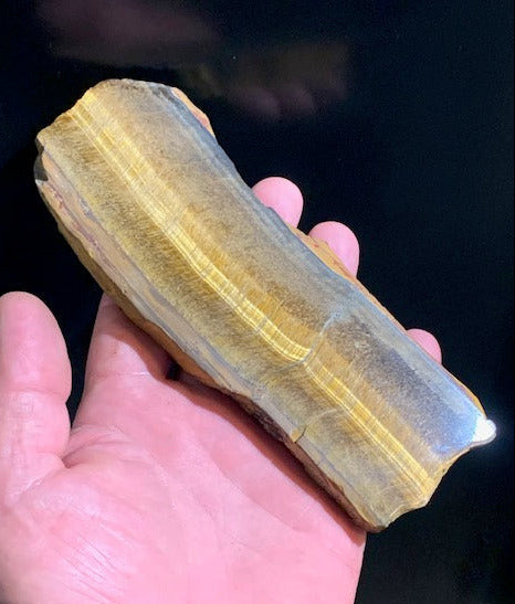 Oeil de tigre, plaque/ tranche polie de 170 x 60 x 12 mm - 124 grammes. Magnifique pièce pour exposition, lithothérapie, collection...