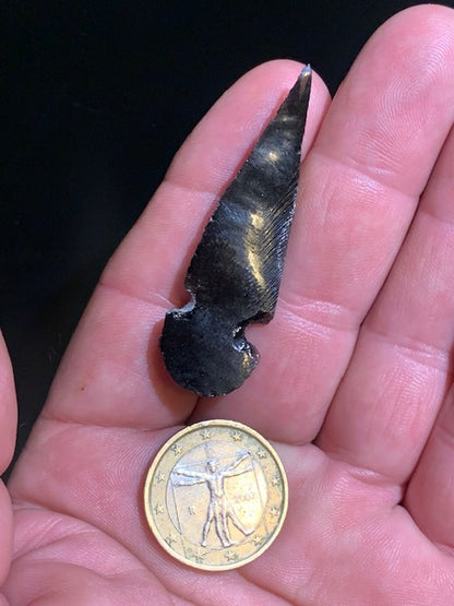 Obsidienne noire, pointe de flèche - 53 x 12 x 6 mm - 4,1 g