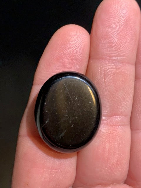 Obsidienne noire, galet/ pierre plate - 30 x 25 x 10 mm - 10,8 gr.