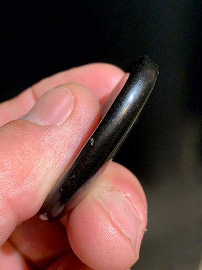 Obsidienne noire, galet de massage 1 face bombée/ 1 face incurvée  - 44 x 30 x 8 mm - 16,9 gr.