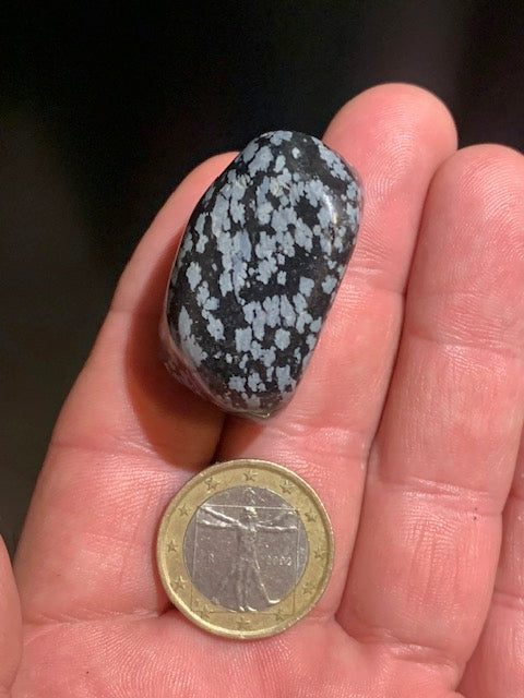 Obsidienne Neige / Flocon de neige - Pierre roulée - 39 x 23 x 21 - 27 gr.