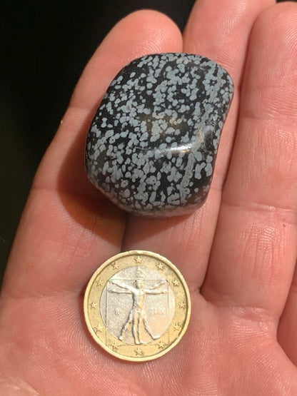Obsidienne Neige / Flocon de neige - Pierre roulée - 37 x 26 x 21 - 28,3 gr.