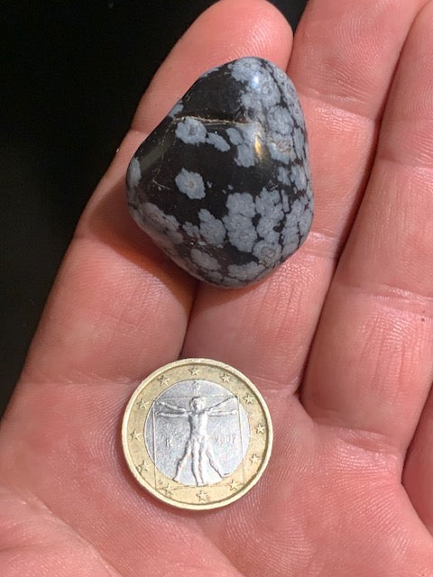 Obsidienne Neige / Flocon de neige - Pierre roulée - 35 x 29 x 16 - 16,3 gr.