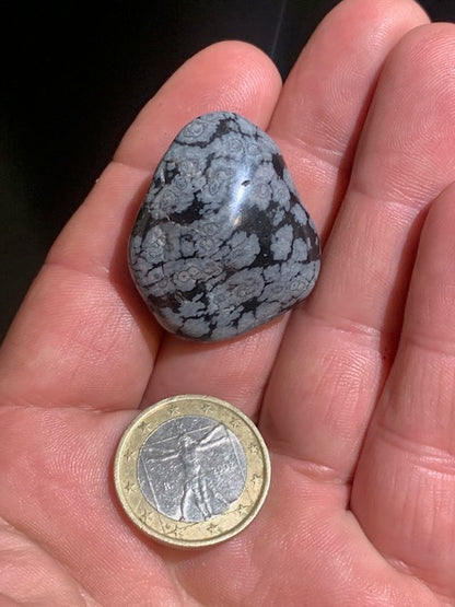Obsidienne Neige / Flocon de neige - Pierre roulée - 35 x 29 x 16 - 16,3 gr.