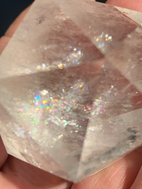 Rock crystal icosahedron, one of the five Platonic Solids - ± 50 x 40 mm / 101.3 g - AA to AAA quality