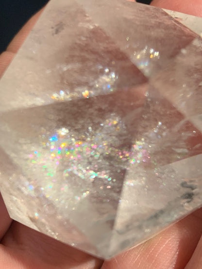 Rock crystal icosahedron, one of the five Platonic Solids - ± 50 x 40 mm / 101.3 g - AA to AAA quality