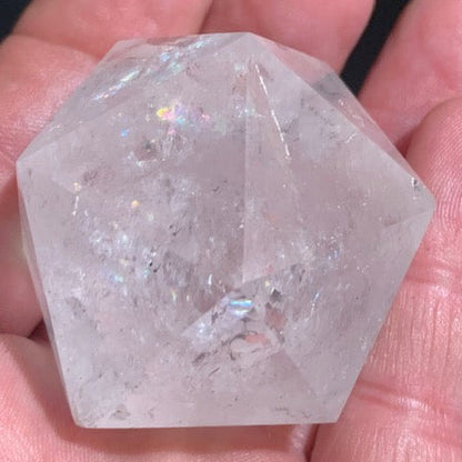 Rock crystal icosahedron, one of the five Platonic Solids - ± 50 x 41 mm / 115.9 g - AA to AAA quality