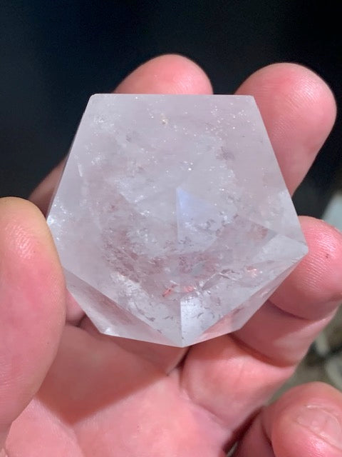 Rock crystal icosahedron, one of the five Platonic Solids - ± 50 x 41 mm / 115.9 g - AA to AAA quality