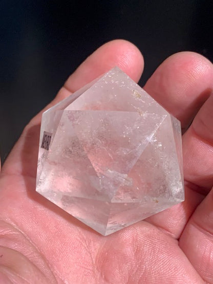 Rock crystal icosahedron, one of the five Platonic Solids - ± 51 x 42 mm / 120.9 g - AA to AAA quality