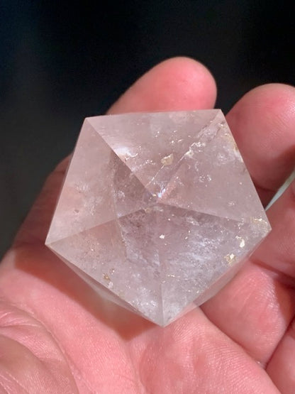 Rock crystal icosahedron, one of the five Platonic Solids - ± 51 x 42 mm / 120.9 g - AA to AAA quality