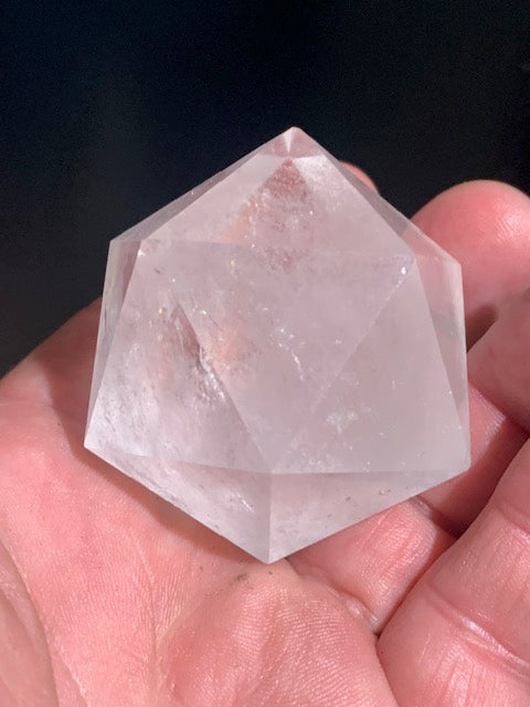 Rock crystal icosahedron, one of the five Platonic Solids - ± 55 x 45 mm / 141.5 g - AA to AAA quality