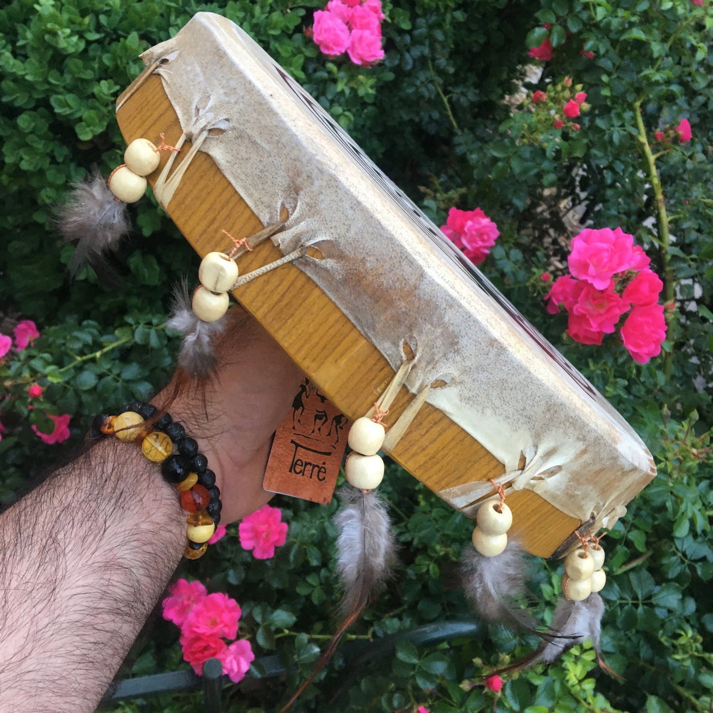 Tambour chamanique avec motif "Kokopelli" –  Modèles Ø 30 et 45 cm - Très léger – Vendu avec maillet !