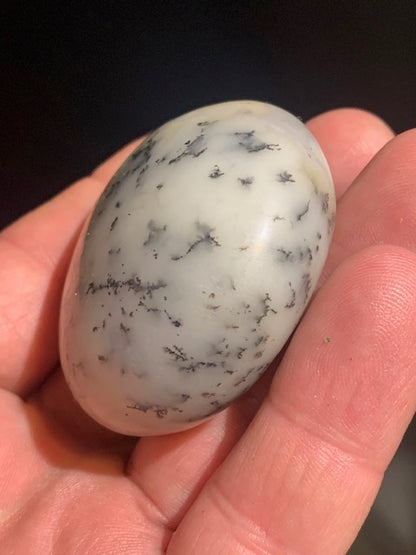 Agate dentritique ou dentrique - Galet de taille L : 52 x 26 millimètres - 86,7 grammes