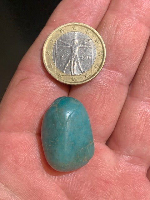 Amazonite, pierre roulée - ± 26 x 17 x 16 mm - 10 gr.