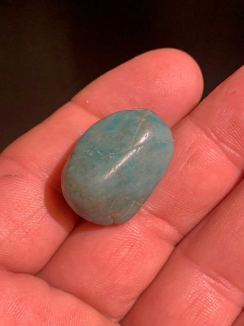 Amazonite, pierre roulée - ± 26 x 17 x 16 mm - 10 gr.