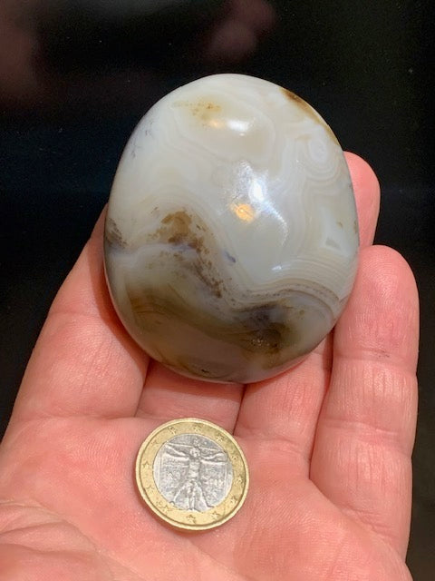 Agate Rubanée - Galet de taille L : 65 x 53 x 28 millimètres - 136 grammes