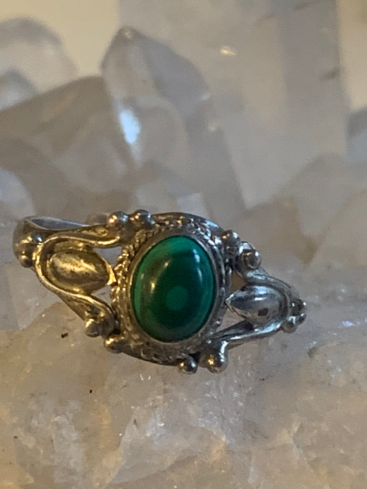 Bague en Malachite du Congo, en Argent 0.925, taille 61 Fr. Superbe pierre singulière !