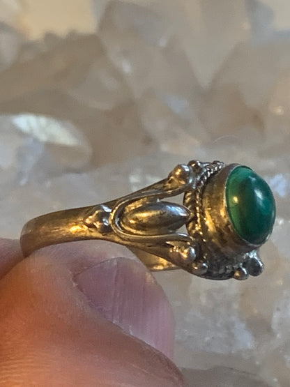 Bague en Malachite du Congo, en Argent 0.925, taille 61 Fr. Superbe pierre singulière !