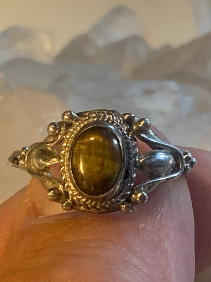 Bague en Œil de tigre, en Argent 0.925. Superbe pierre aux reflets irisés ! Taille 60 Fr.