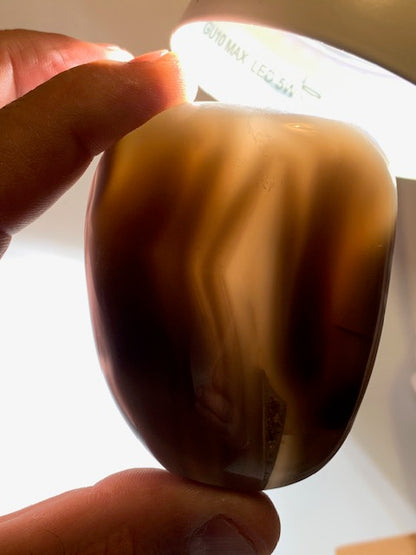 Agate enhydre ou Agate à eau - Galet de taille L - 70 x 57 x 31 millimètres - 191 grammes