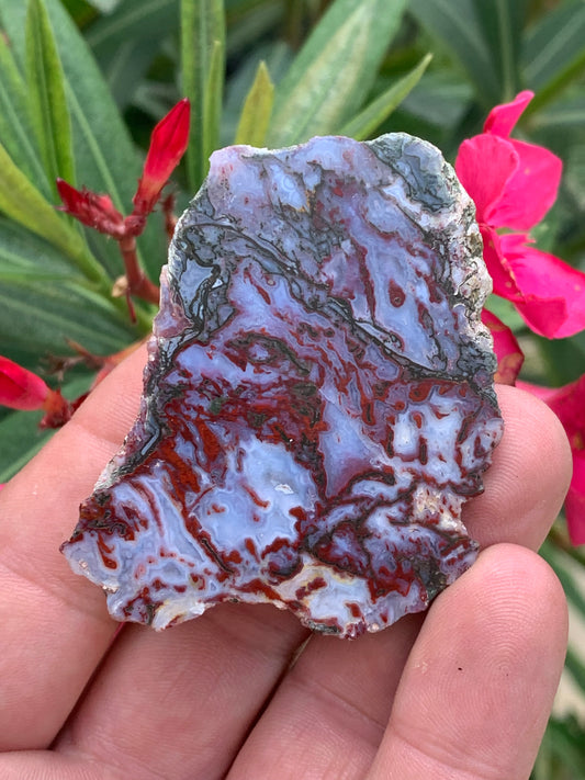 Agate mousse, magnifique spécimen de 62x50x22mm - 60,7 grammes. Des dessins et couleurs rares et uniques !