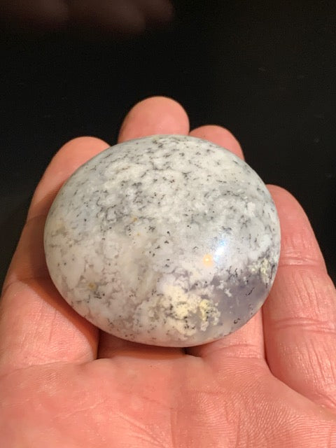 Agate dentritique ou dentrique - Galet de taille L : 54 x 53 x 28 millimètres - 100,1 grammes