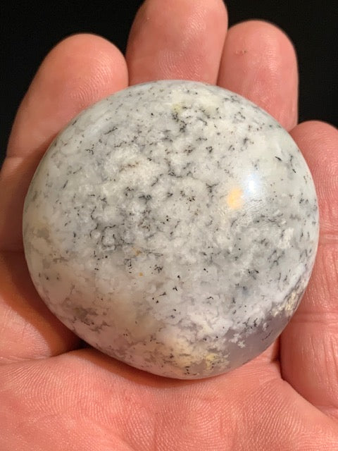Agate dentritique ou dentrique - Galet de taille L : 54 x 53 x 28 millimètres - 100,1 grammes
