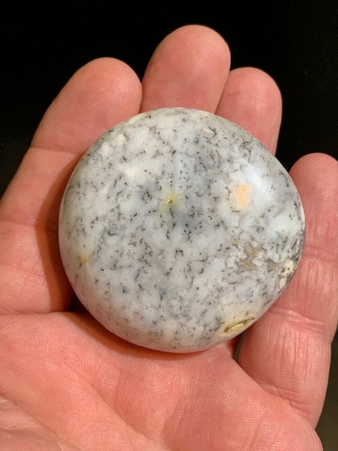Agate dentritique ou dentrique - Galet de taille L : 54 x 53 x 28 millimètres - 100,1 grammes