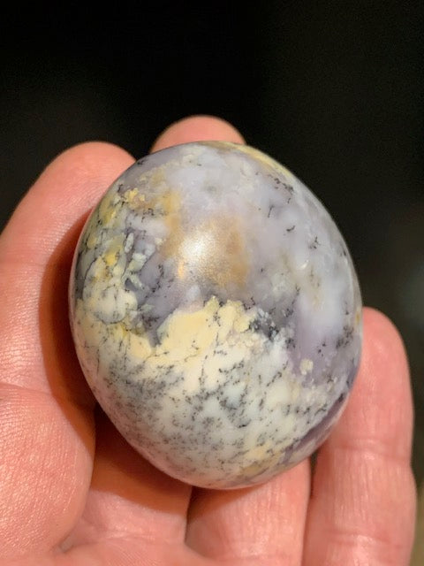 Agate dentritique ou dentrique - Galet de taille L : 55 x 52 x 32 millimètres - 123,2 grammes