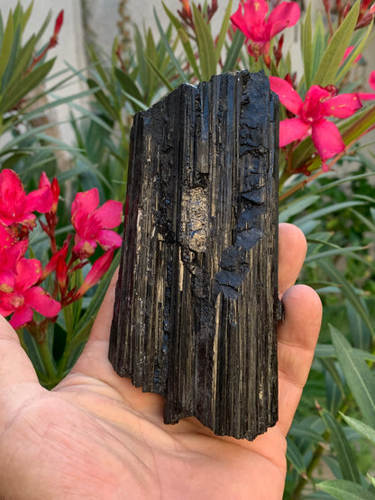 Tourmaline noire, spécimen naturel de 137 x 64 x 40 mm - 568 grammes. Une très belle pièce de belle taille !