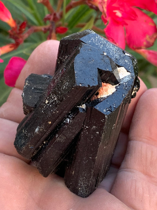 Tourmaline noire, spécimen naturel de 62 x 44 x 42 mm - 136 grammes. Une très belle pièce représentative de la varièté !