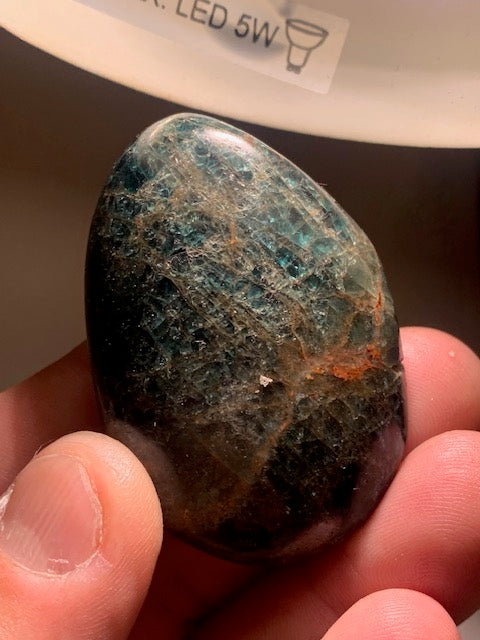 Apatite bleue – Galet/ Pierre plate – 54 × 37 × 18 mm – 62,8 g