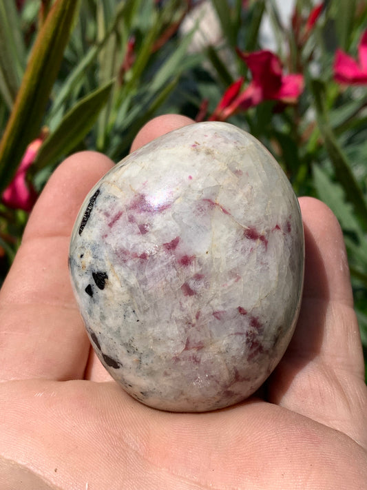 Tourmaline Rubellite, gros galet rond de 60 x 50 x 45 mm - 179,2 grammes. Une très belle et unique pièce !