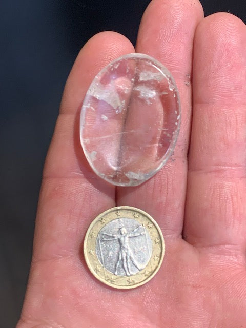 Cristal de roche (Quartz) - Galet de massage/ pierre plate - 39 x 29 x 9 mm - 14,9 gr.
