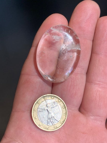 Cristal de roche (Quartz) - Galet de massage/ pierre plate - 39 x 29 x 9 mm - 14,9 gr.