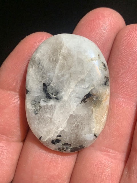 Pierre de Lune - Galet de massage/ pierre plate - 42 x 32 x 8 mm - 18 gr.