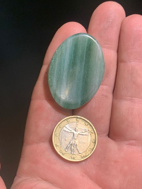 Fluorite ou Fluorine Verte - Galet de massage/ pierre plate - 40 x 30 x 8 mm - 13,5 gr.